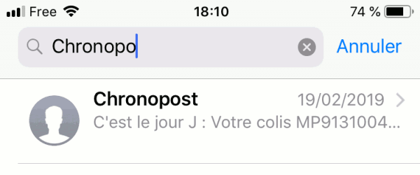 Recherche sur iphone